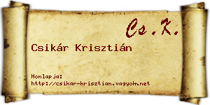 Csikár Krisztián névjegykártya